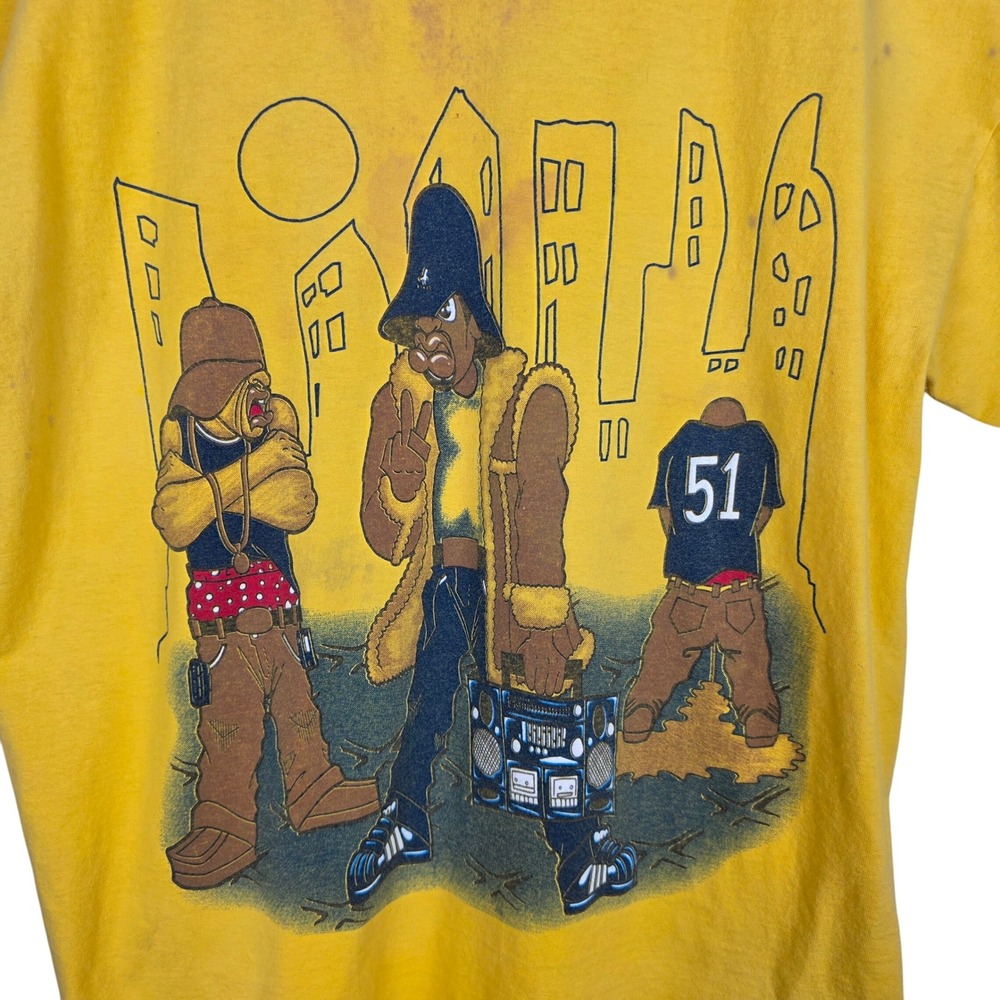 VTG TND Tornado Activewear Mens T Shirt XL Yellow Hip Hop Graphic 2000s Y2K Rare - Picture 2 of 16